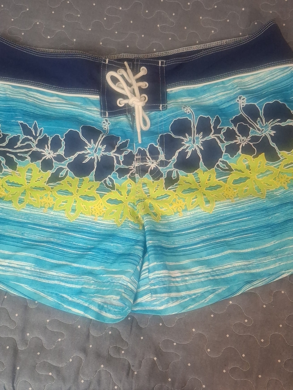 Third Coast Blue Floral Lace-Up Women’s Swim Shorts size 9/10
